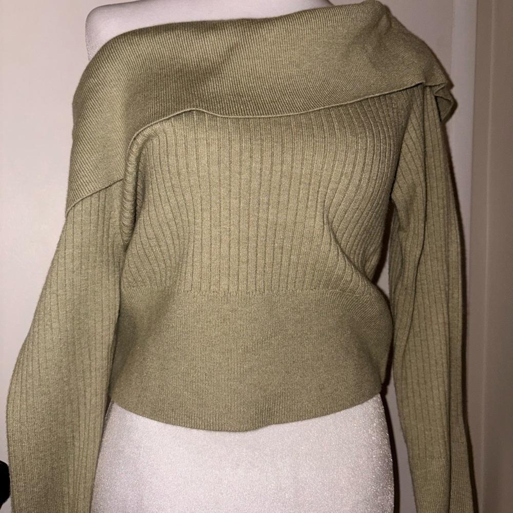 Wild Fable Sage Off-Shoulder Sweater